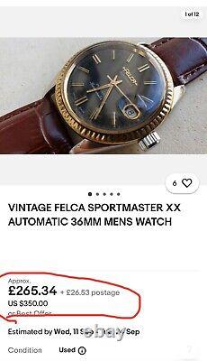 FELCA Sportmaster X 37mm Date -SWISS WristWatch Rare Vintage