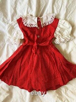 Famous! Rare Vtg Apron Dress Baby Toddler Girl Swiss Antique Pinafore Holiday