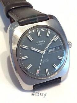 Fantastic Vintage Rare Dial Swiss ROTARY Automatic Mens Watch ft. Quick-set Date