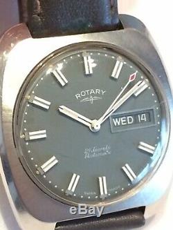 Fantastic Vintage Rare Dial Swiss ROTARY Automatic Mens Watch ft. Quick-set Date