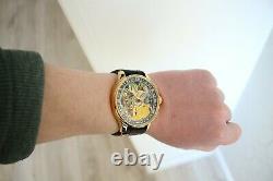 GOLD SKELETON TIGER Vintage 1897` rare Handicraft Engraved New Cased Swiss Watch