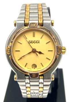 GUCCI 9000L Date Swiss Made Watch Vintage Tested Japan Authentic Rare