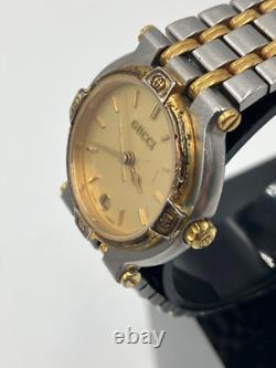 GUCCI 9000L Date Swiss Made Watch Vintage Tested Japan Authentic Rare