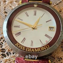 Genuine Rare Joss Diamond Red Wine Men's Watch 100% Swiss Made Vintage Watch