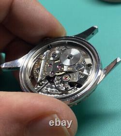 Gorgeous Vintage Rare Swiss Wittnauer Pie Pan Crosshair Dial Decorated Movement