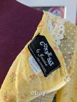 Gunne Sax Black Label Cherry with yellow swiss dot Rare