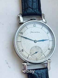 Helvetia Vintage 1920`s rare ART DECO New Cased Steel Swiss Men`s Watch