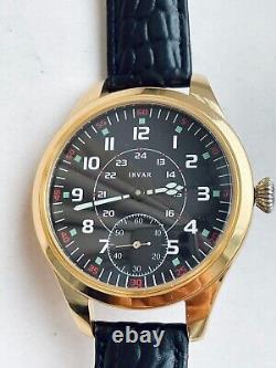 INVAR Vintage 1930`s MILITARY STYLE rare signed New Cased Swiss Men`s Watch