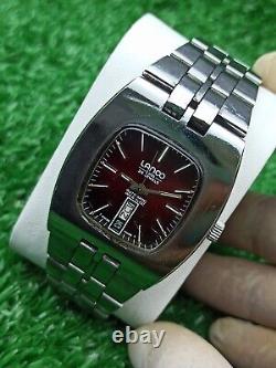 Iconic 1960s LANCO Automatic 25 Jewels Red TV Watch Vintage Authentic Swiss Rare