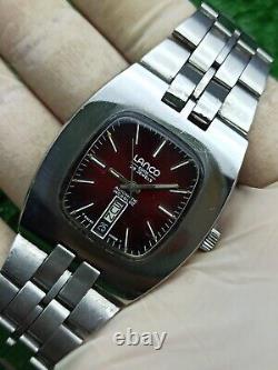 Iconic 1960s LANCO Automatic 25 Jewels Red TV Watch Vintage Authentic Swiss Rare