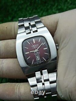 Iconic 1960s LANCO Automatic 25 Jewels Red TV Watch Vintage Authentic Swiss Rare