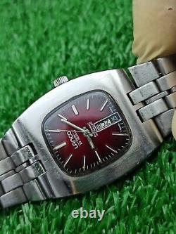 Iconic 1960s LANCO Automatic 25 Jewels Red TV Watch Vintage Authentic Swiss Rare