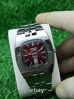 Iconic 1960s LANCO Automatic 25 Jewels Red TV Watch Vintage Authentic Swiss Rare