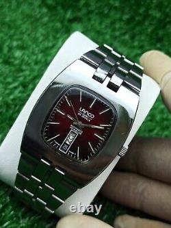 Iconic 1960s LANCO Automatic 25 Jewels Red TV Watch Vintage Authentic Swiss Rare