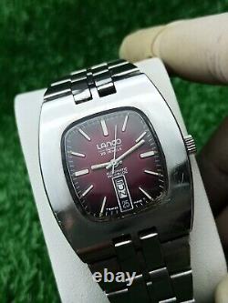 Iconic 1960s LANCO Automatic 25 Jewels Red TV Watch Vintage Authentic Swiss Rare