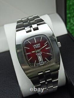 Iconic 1960s LANCO Automatic 25 Jewels Red TV Watch Vintage Authentic Swiss Rare