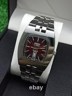 Iconic 1960s LANCO Automatic 25 Jewels Red TV Watch Vintage Authentic Swiss Rare