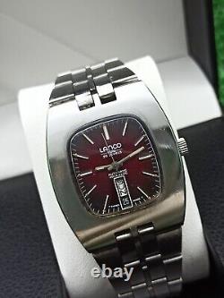 Iconic 1960s LANCO Automatic 25 Jewels Red TV Watch Vintage Authentic Swiss Rare