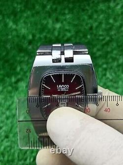 Iconic 1960s LANCO Automatic 25 Jewels Red TV Watch Vintage Authentic Swiss Rare