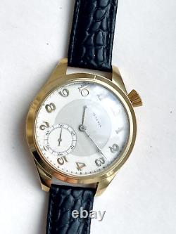 JUVENIA Vintage 1920`s New Cased Swiss rare Gold Plated Face Men`s Driving Watch