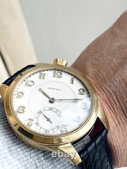 JUVENIA Vintage 1920`s New Cased Swiss rare Gold Plated Face Men`s Driving Watch
