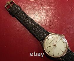 Jaeger Le Coultre Rare Man Size Vintage Mechanical Pink Gold Plated Swiss