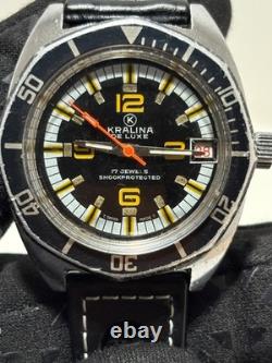 Kralina Deluxe Swiss Made Vintage Diver Watch 17 Jewels 40mm Rare