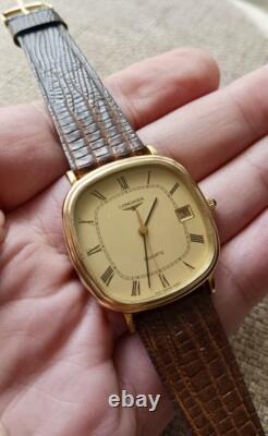 LONGINES Gold Plated RARE Vintage Swiss Quartz Watch Square