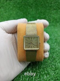 LUXURY OMEGA DE VILLE 625 WATCH VINTAGE SQUARE TANK GOLD PLATED SWISS 80s RARE