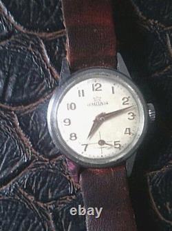 Lemania unisex Swiss mechanical vintage rare military antique wristwatch 1950s