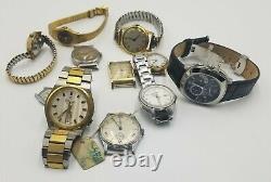 Lot of 10 Watches Mostly Rare Vintage Swiss Made and Others -For Parts or Repair