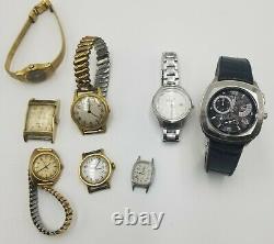 Lot of 10 Watches Mostly Rare Vintage Swiss Made and Others -For Parts or Repair