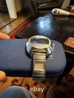 Lucerne Digital Vintage Rare Jump Hour Swiss Manual Wind Watch Calendar Band