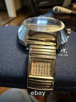 Lucerne Digital Vintage Rare Jump Hour Swiss Manual Wind Watch Calendar Band