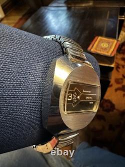 Lucerne Digital Vintage Rare Jump Hour Swiss Manual Wind Watch Calendar Band