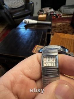 Lucerne Digital Vintage Rare Jump Hour Swiss Manual Wind Watch Calendar Band