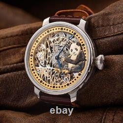 Luxury watch based on antique mechanism, gold, silver, vintage mens wristwatch, rare