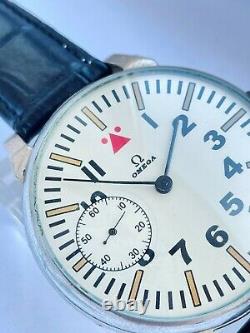 MILITARY PILOT STYLE Vintage 1930`s Wide Face rare Men Swiss Marriage Wristwatch