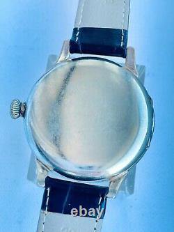MILITARY PILOT STYLE Vintage 1930`s Wide Face rare Men Swiss Marriage Wristwatch