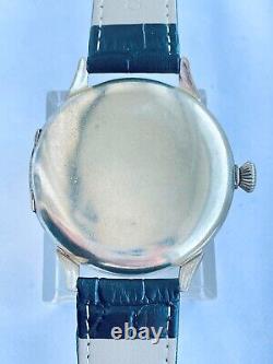 MILITARY PILOT STYLE Vintage 1940`s rare Wide Face Swiss Men`s Watch