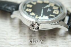 MILITARY Vintage 1930`s Swiss movement rare SKELETON New Cased Men`s Wristwatch