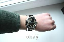 MILITARY Vintage 1930`s Swiss movement rare SKELETON New Cased Men`s Wristwatch