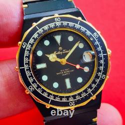 Mathey Tissot Watch Rare Ladies Black Dial & Bracelet Date Vintage Womens Swiss