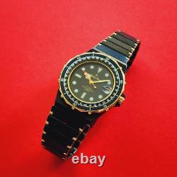 Mathey Tissot Watch Rare Ladies Black Dial & Bracelet Date Vintage Womens Swiss