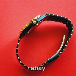 Mathey Tissot Watch Rare Ladies Black Dial & Bracelet Date Vintage Womens Swiss