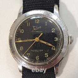 Military Men's Watch FELCA Swiss Vintage Black Dial Rare Mod. A 17Jewels 55