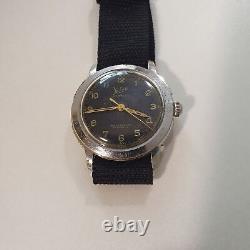 Military Men's Watch FELCA Swiss Vintage Black Dial Rare Mod. A 17Jewels 55