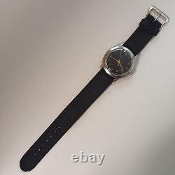 Military Men's Watch FELCA Swiss Vintage Black Dial Rare Mod. A 17Jewels 55