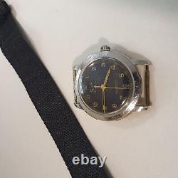 Military Men's Watch FELCA Swiss Vintage Black Dial Rare Mod. A 17Jewels 55