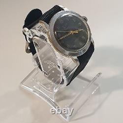 Military Men's Watch FELCA Swiss Vintage Black Dial Rare Mod. A 17Jewels 55